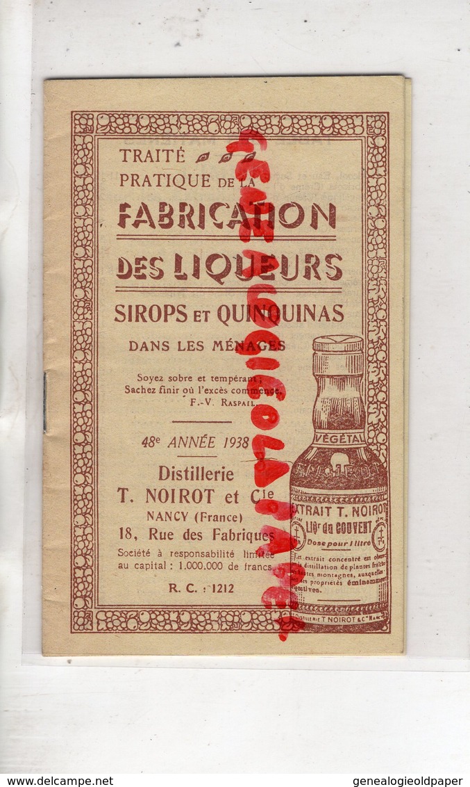 54- NANCY- DEPLIANT PUBLICITAIRE DISTILLERIE T. NOIROT-18 RUE DES FABRIQUES-FABRICATION LIQUEURS QUINQUINA-GENTIANE JURA - Artigianato