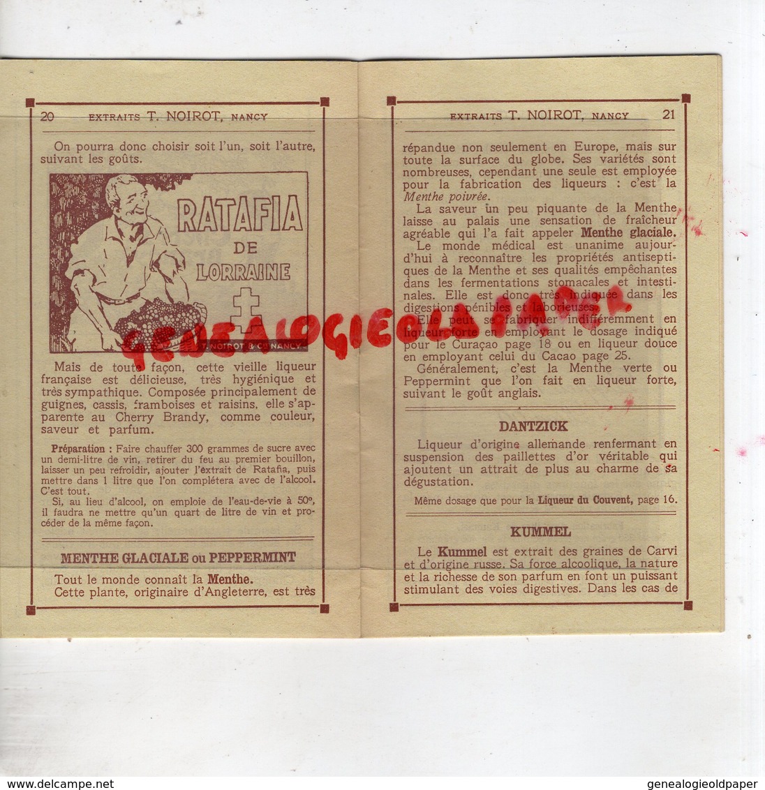 54- NANCY- DEPLIANT PUBLICITAIRE DISTILLERIE T. NOIROT-18 RUE DES FABRIQUES-FABRICATION LIQUEURS QUINQUINA-GENTIANE JURA - Artigianato
