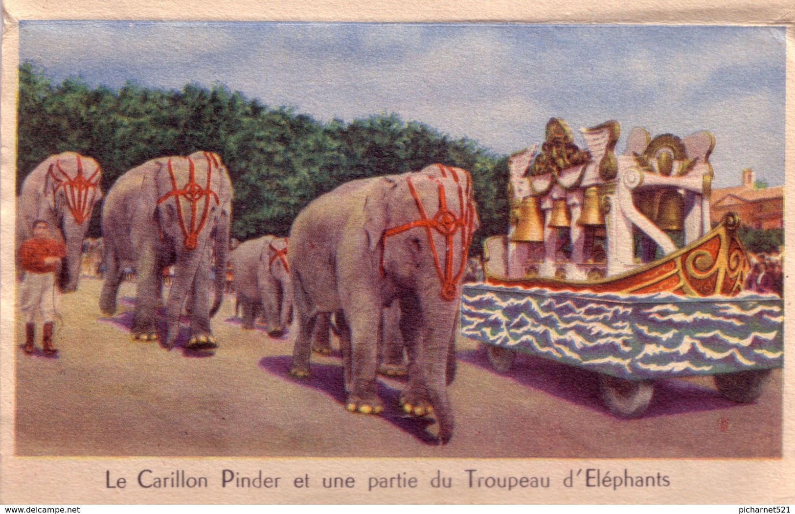 Dépliant "Souvenir De La Cavalcade Du Cirque PINDER". 6 Vues Couleurs, Pliage Accordéon. Année 1950. Bon état. 2 Scan - Autres & Non Classés