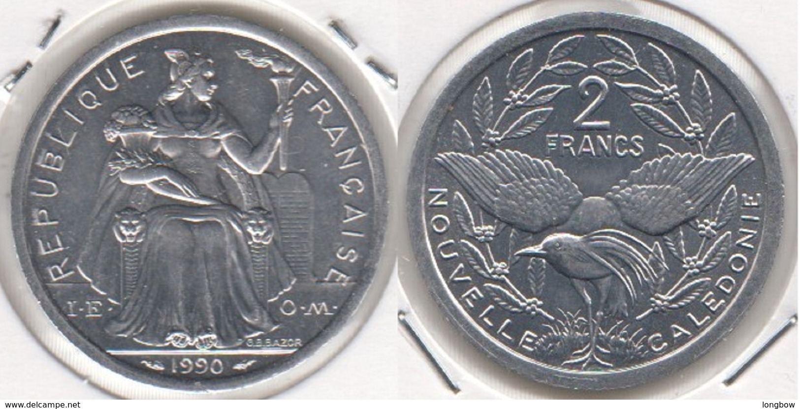 Nuova Caledonia 2 Francs 1990 KM#14 - Used - Nuova Caledonia