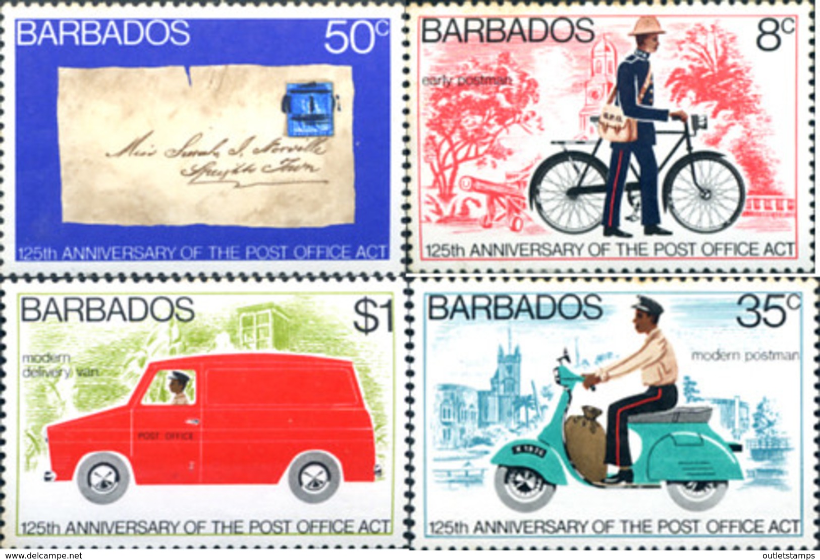 Ref. 46009 * NEW *  - BARBADOS . 1976. 125th ANNIVERSARY OF THE POSTAL SERVICE. 125 ANIVERSARIO DEL SERVICIO POSTAL - Barbados (1966-...)