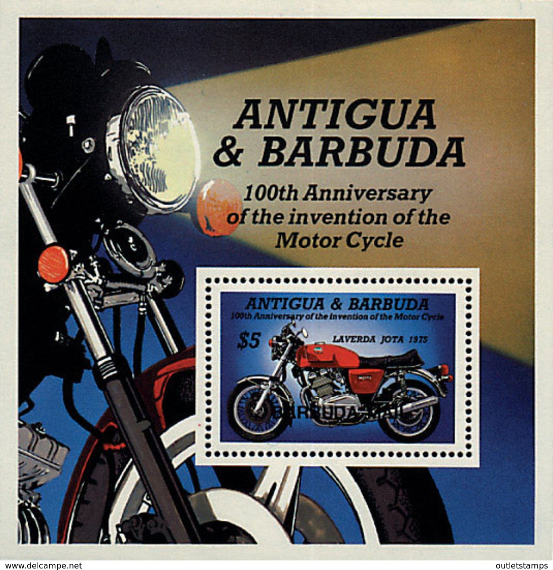 Ref. 47217 * NEW *  - BARBUDA . 1985. CENTENARY OF MOTORBYKE. CENTENARIO DE LA MOTOCICLETA - Antigua Y Barbuda (1981-...)