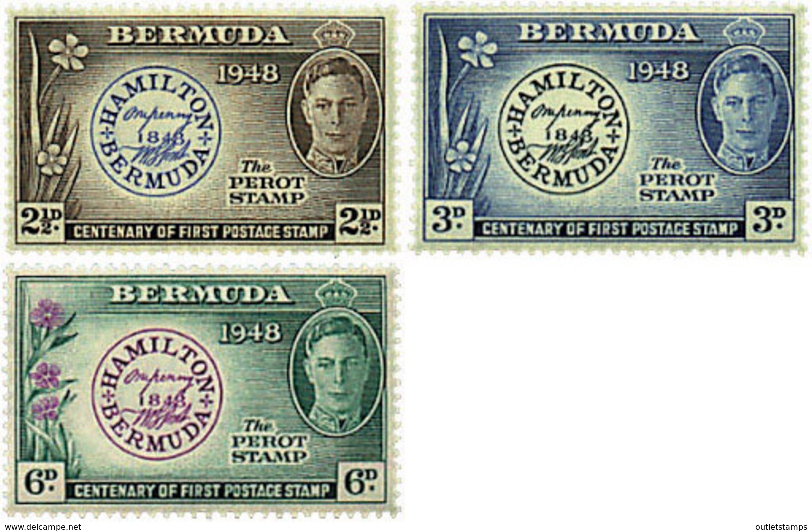 Ref. 81293 * NEW *  - BERMUDAS . 1949. CENTENARY OF THE FIRST STAMP OF THE COLONY. CENTENARIO DEL PRIMER SELLO DE LA COL - Bermudas