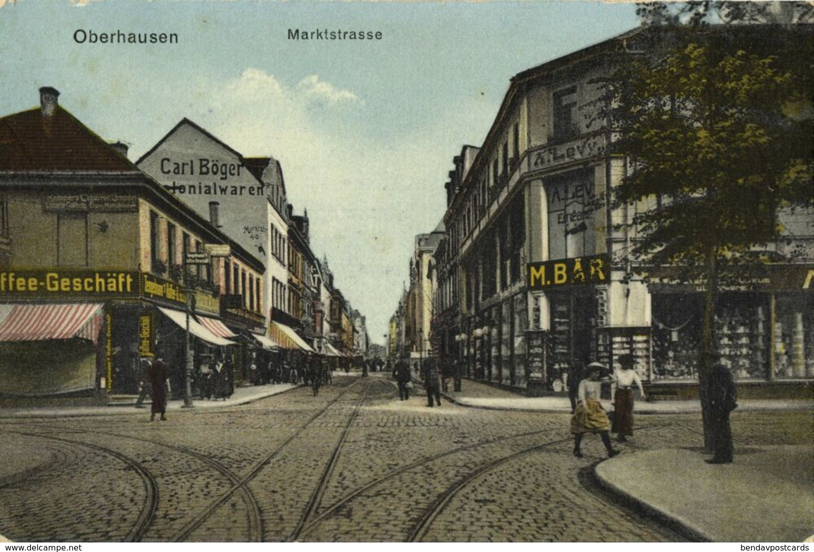 OBERHAUSEN, Rhld., Marktstrasse, Geschäften Carl Böger Und M. Bär (1927) AK - Oberhausen