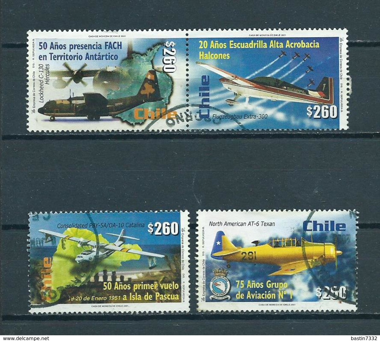 2001 Chili Complete Set Aviation,luchtvaart Used/gebruikt/oblitere (see Scans For Perforations) - Chili