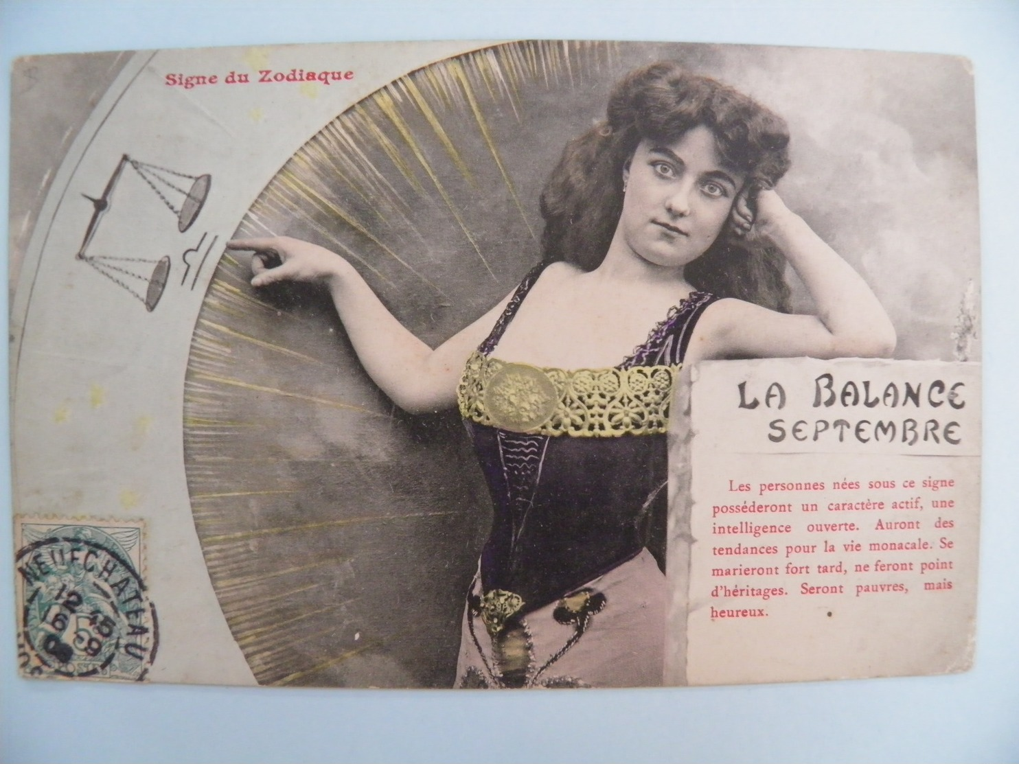 Bergeret 115- Signe Du ZODIAQUE: La BALANCE Voy 1906 - Autres & Non Classés