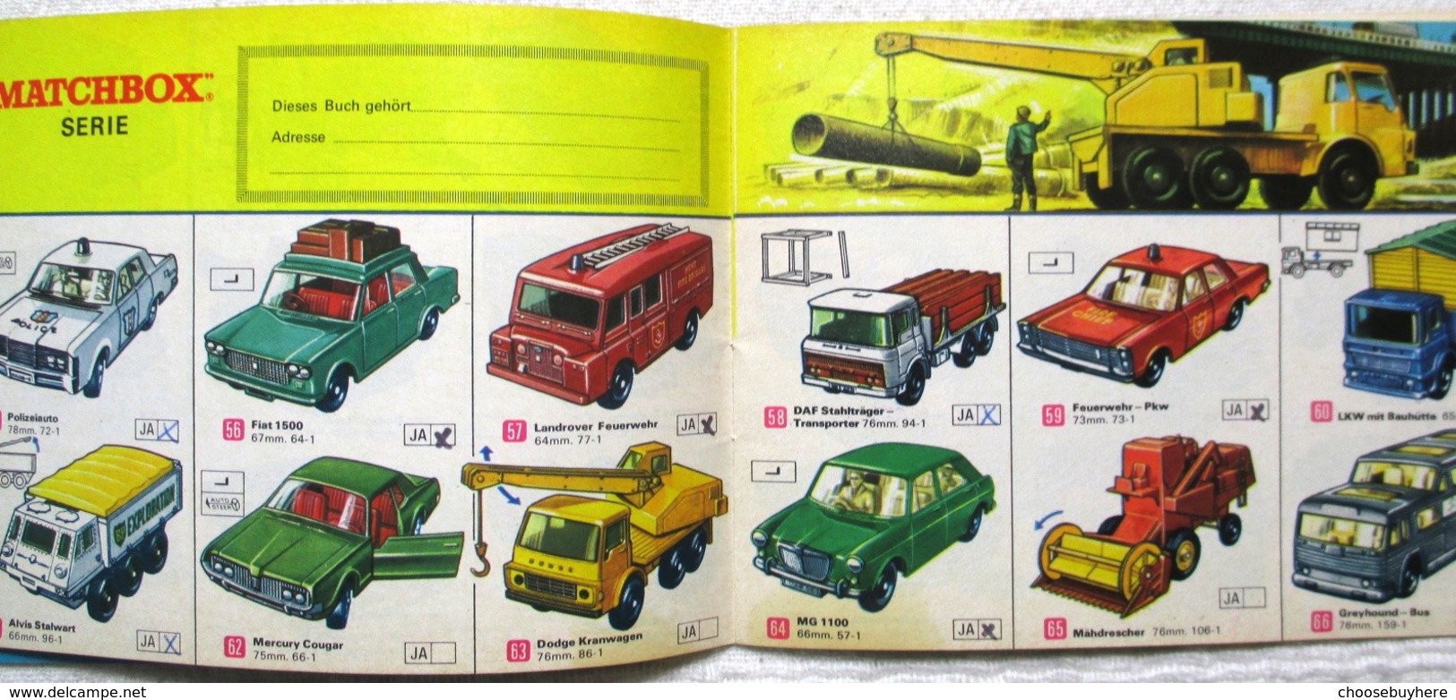 Vintage Sammler Katalog Matchbox Deutsche Ausgabe 1969 Sammlerstück - Literatur & DVD