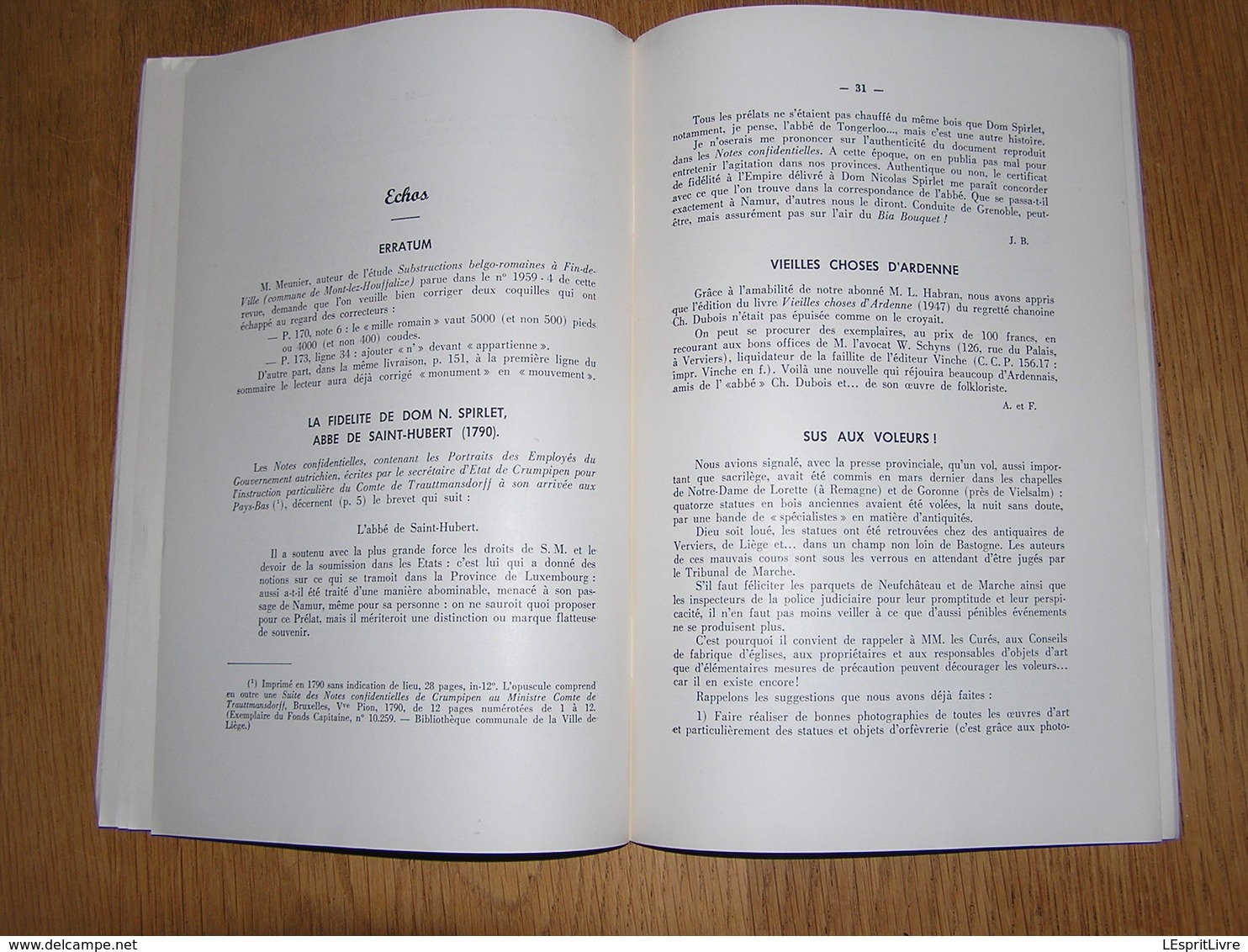 ARDENNE ET FAMENNE N° 1 / 1960 Régionalisme Archéologie Saint Hubert La Roche en Ardenne Meule Salm Petite Bomal Semois