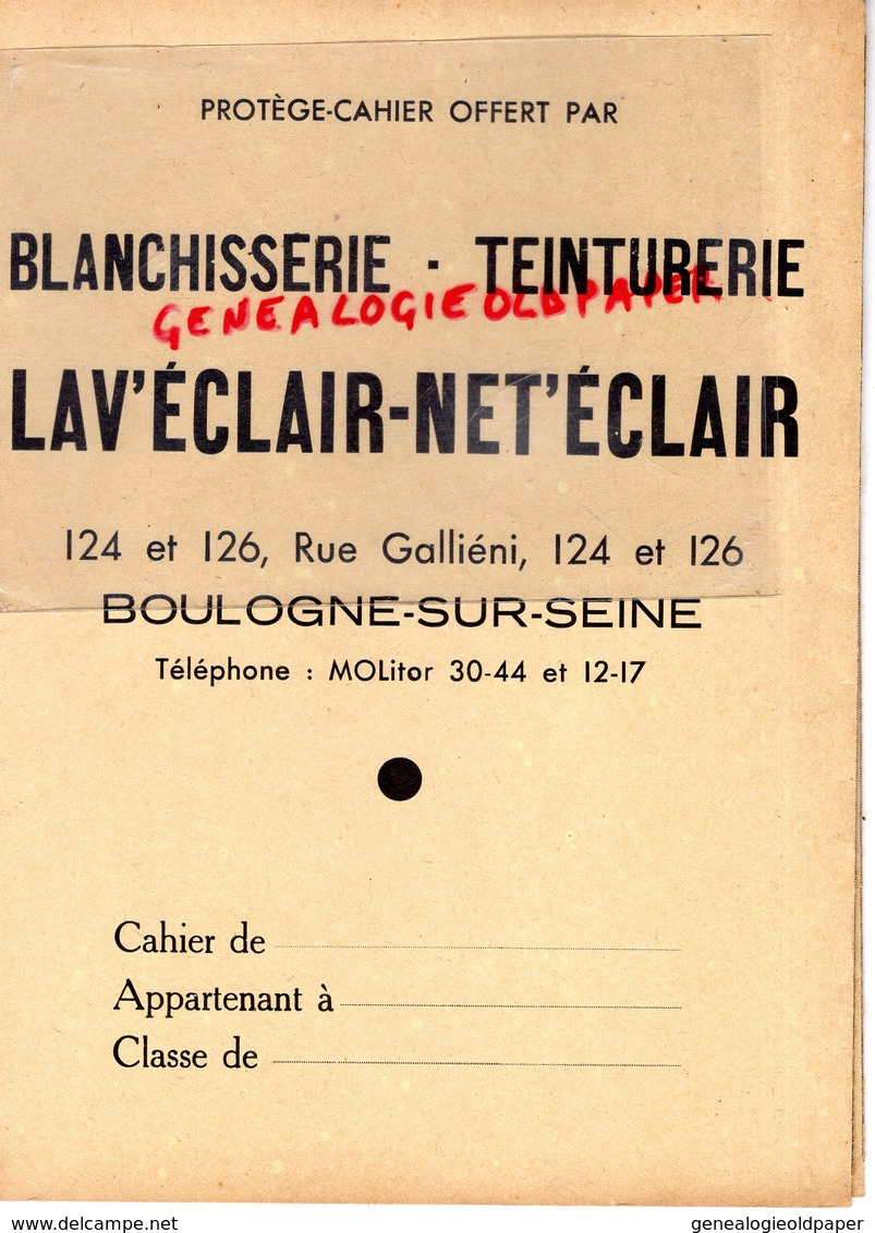 92- BOULOGNE SUR SEINE- PROTEGE CAHIER BLANCHISSERIE TEINTURERIE G. WARTNER- 124 RUE GALLIENI-TEINTURE - Limpieza