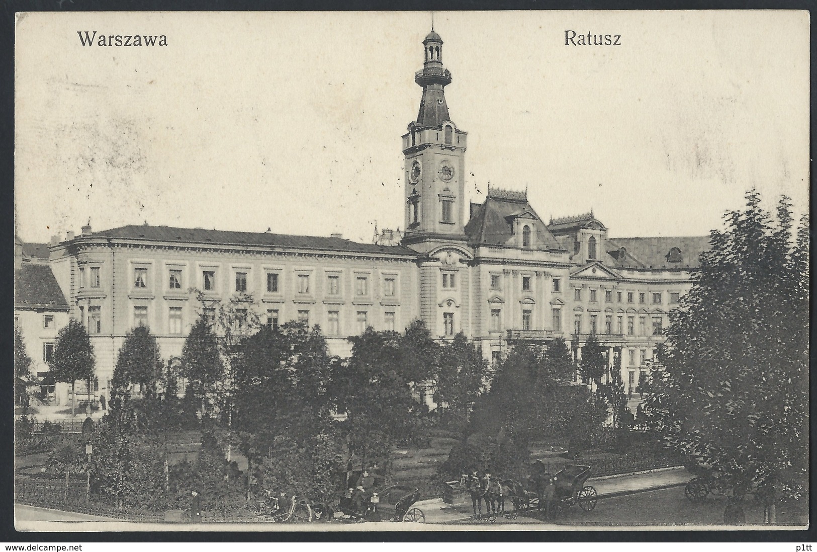 645d.Warsaw. Town Hall. Passed Mail 1911 Warsaw Berlin. Railway Post. Russian Empire - Polen