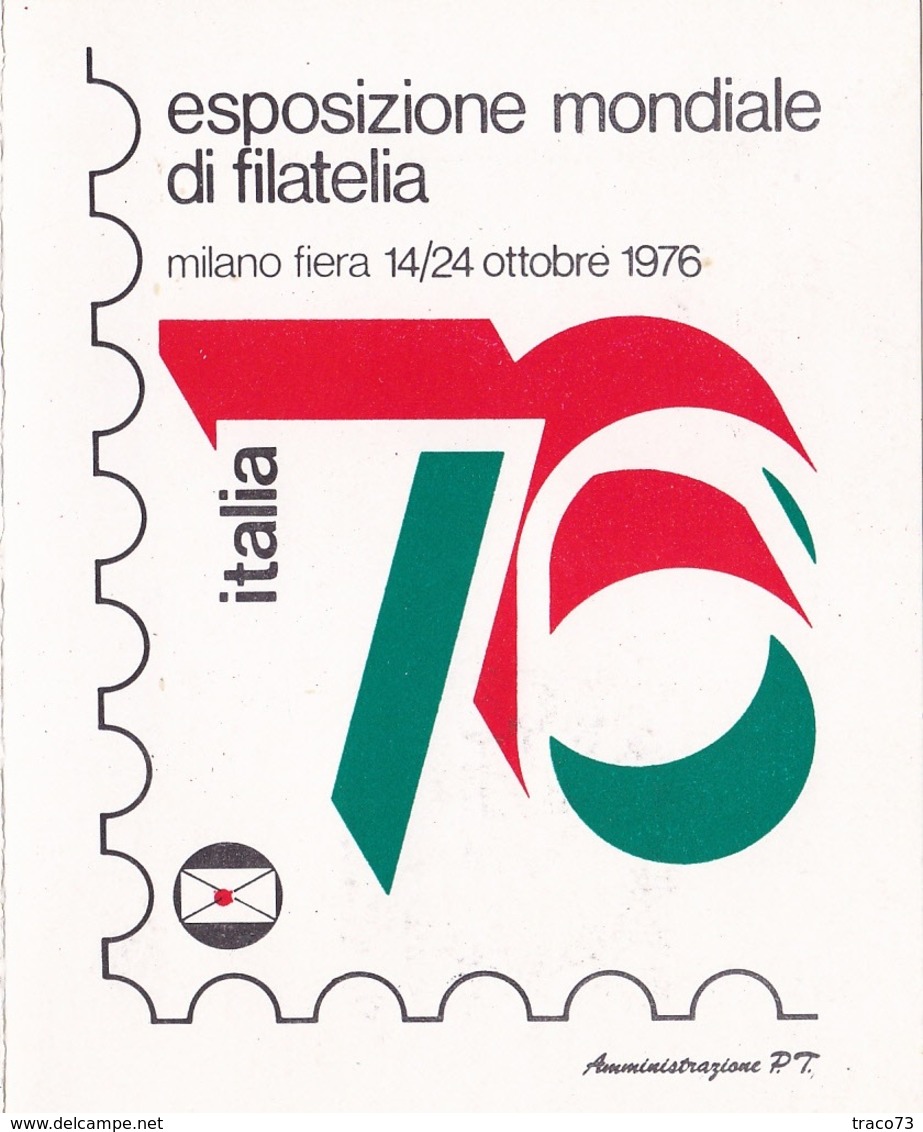 PICCOLO FOLDER / Esposizione Mondiale Di Filatelia _ Milano 12-24/10/1976 - Paquetes De Presentación
