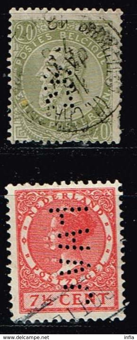 Belgien/Niederlande, Michel# 54 O Mit Perfin - 1884-1891 Léopold II