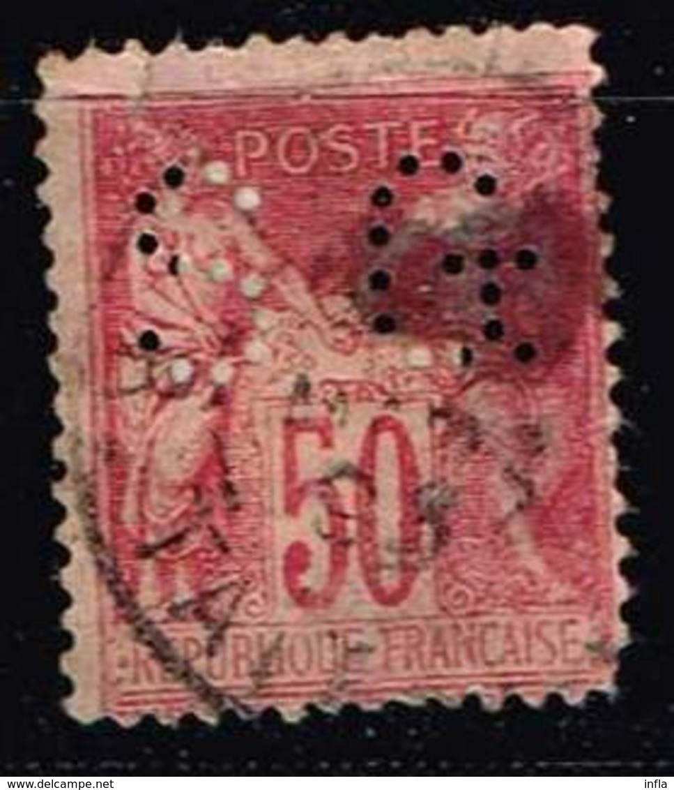 Frankreich 1890, Michel# 81 II O Mit Perfin - 1876-1898 Sage (Tipo II)