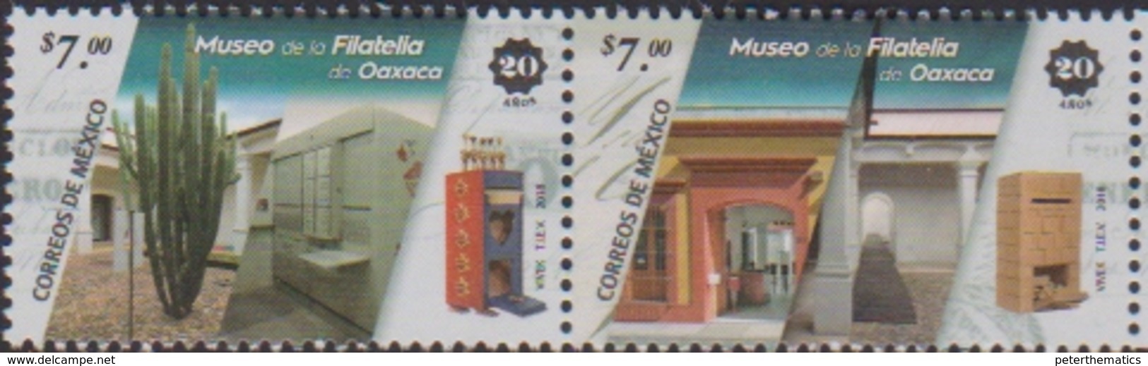 MEXICO, 2018, MNH,MUSEUMS, MUSEUM OF PHILATELY, CACTUS,  2v - Museums