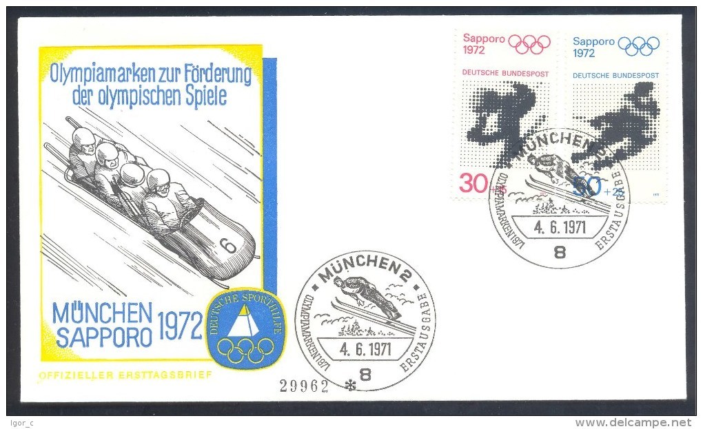 Germany 1972 Cover: Olympic Games Sapporo: Bob Sleigh Ski Jumping Alpine Skiing Ice Hockey - Winter 1972: Sapporo