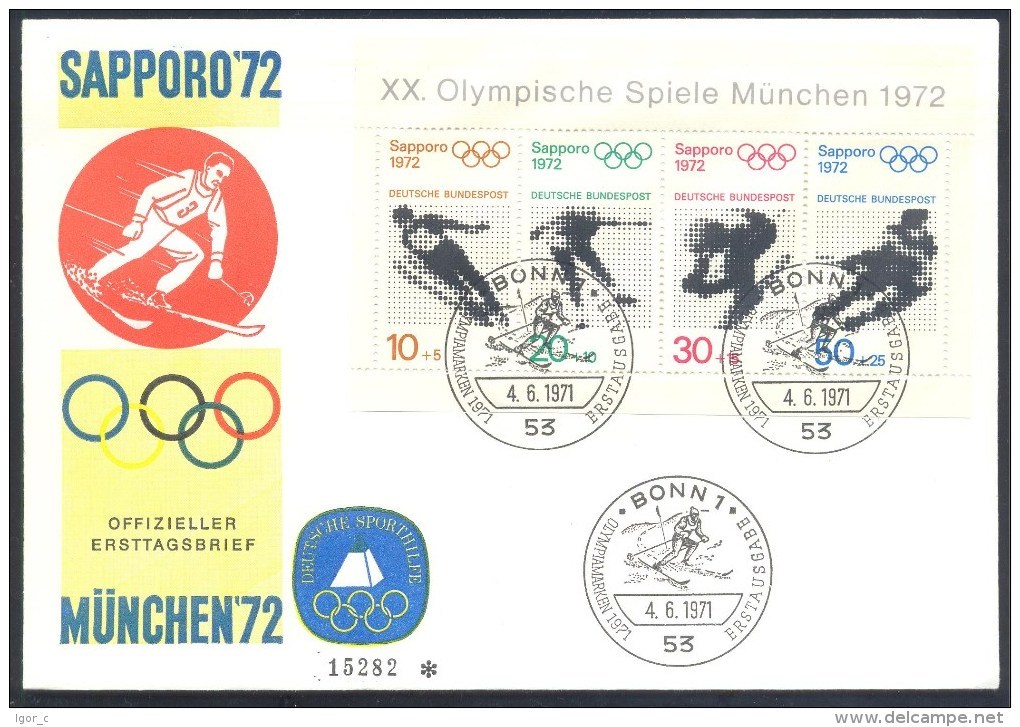 Germany 1972 Cover: Olympic Games Sapporo: Alpine Skiing; Ski Jumping, Figure Skating; Ice Hockey - Winter 1972: Sapporo