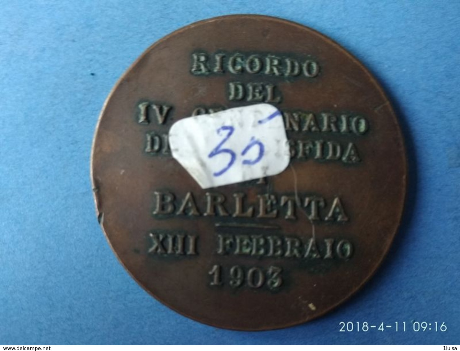 Ricordo Del IV° Centenario Disfatta Di Barletta 1903 - Adel