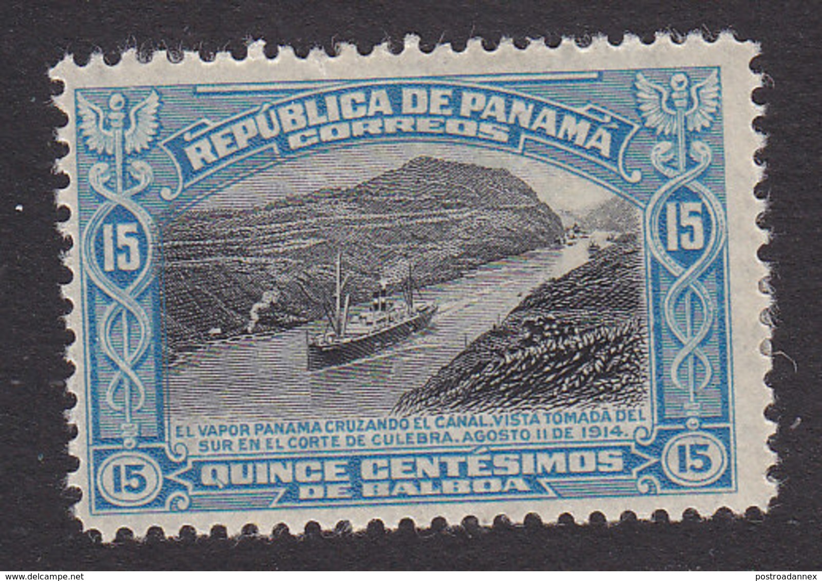 Panama, Scott #215, Mint Hinged, SS Panama In Culebra Cut, Issued 1918 - Panama