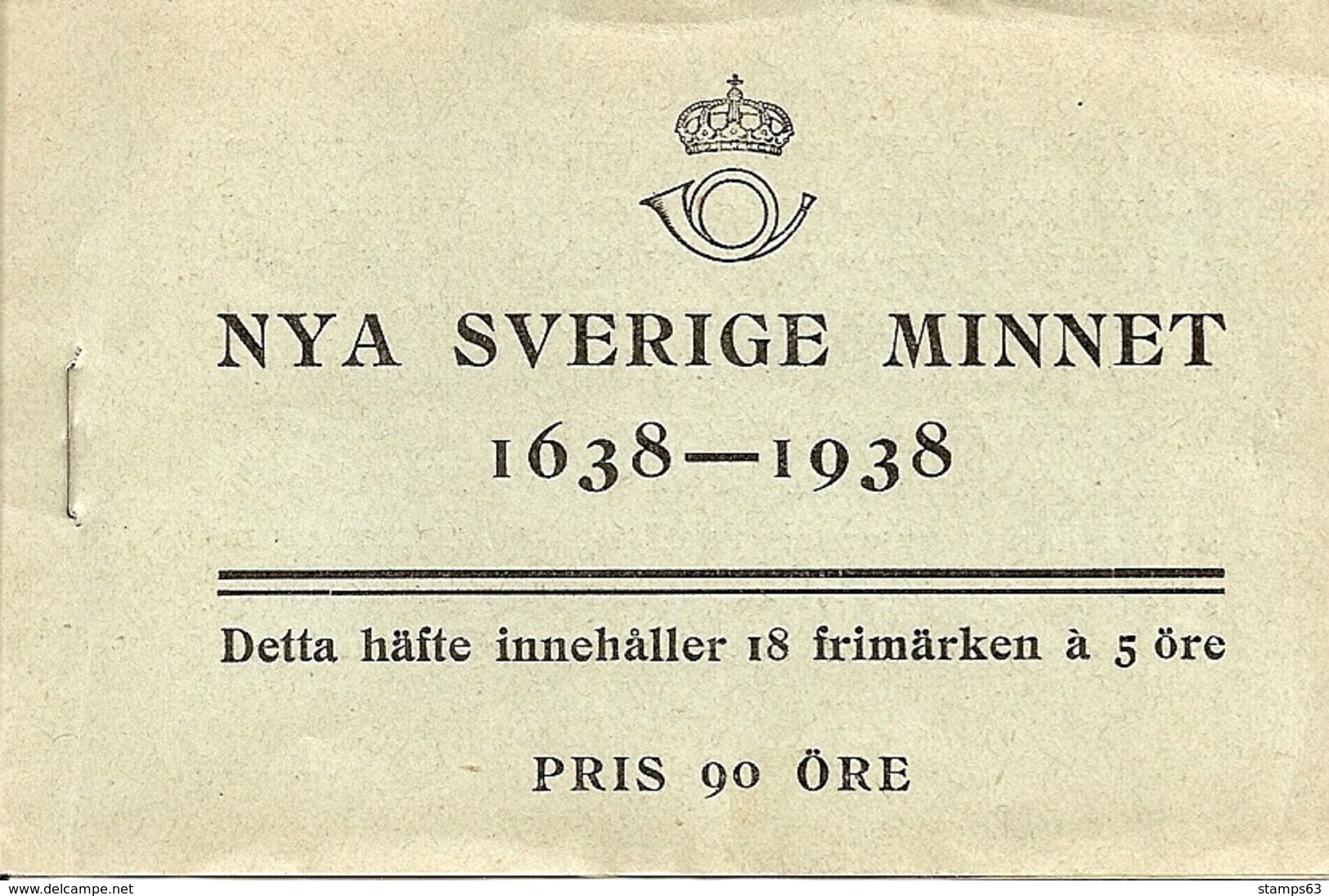 SWEDEN, 1938, Booklet 34 (Facit), Mi 245, New Sweden, Delaware - 1904-50