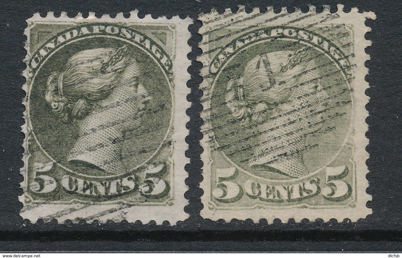 CANADA, 1870 5c Deep + Pale Olive-green, Montreal Print, SG85, Cat £17 - Gebruikt