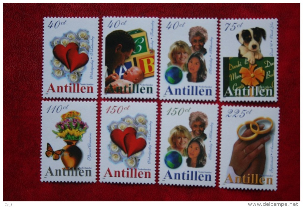 Zegel Voor Bijzondere Gelegenheden Dog Heart NVPH 1298-1305 2000 MNH POSTFRIS NEDERLANDSE ANTILLEN  NETHERLANDS ANTILLES - Curacao, Netherlands Antilles, Aruba