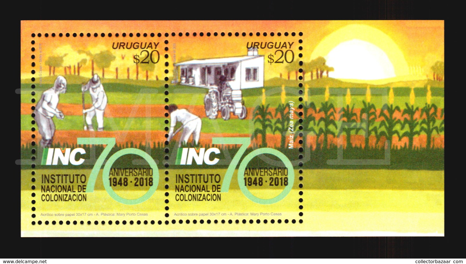 Agriculture Man Working Land Tractor Vehicle Food Seed 2018 New Issue Uruguay MNH - Landwirtschaft