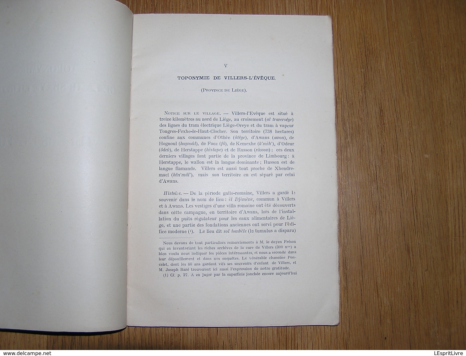 TOPONYMIE DE LA HESBAYE LIEGEOISE V VILLERS L' EVÊQUE Herbillon 1932 Régionalisme Province De Liège Procession Chapelle - Belgium