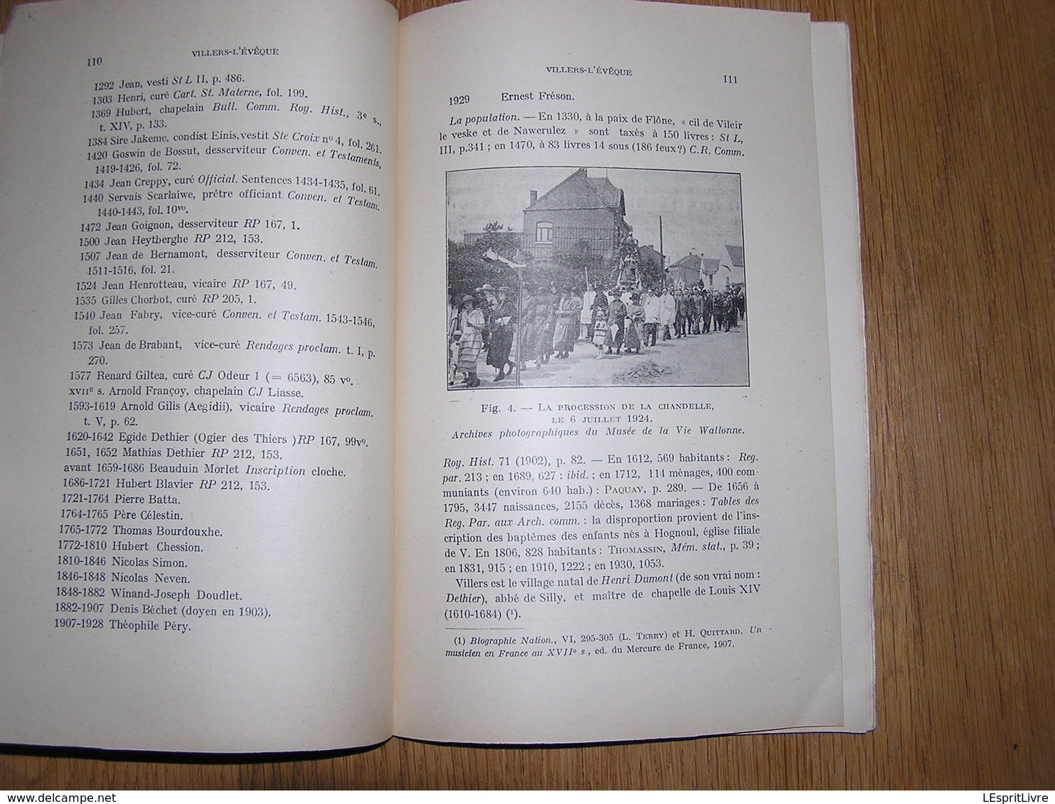 TOPONYMIE DE LA HESBAYE LIEGEOISE V VILLERS L' EVÊQUE Herbillon 1932 Régionalisme Province de Liège Procession Chapelle