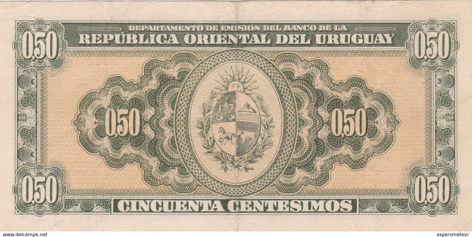 CINCUENTA CENTESIMOS SERIE K URUGUAY. CIRCA 1940-BILLETE BANKNOTE BILLET-BLEUP - Uruguay