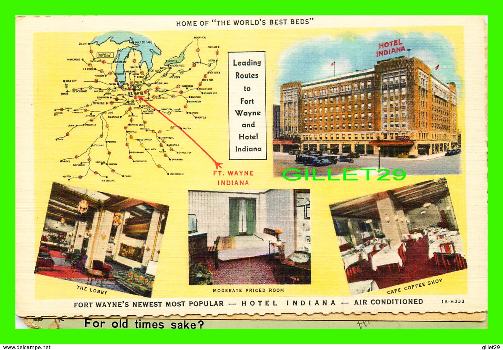 FORT WAYNE, IN - HOTEL INDIANA -  6 MULTIVUES - TRAVEL IN 1951 - - Fort Wayne