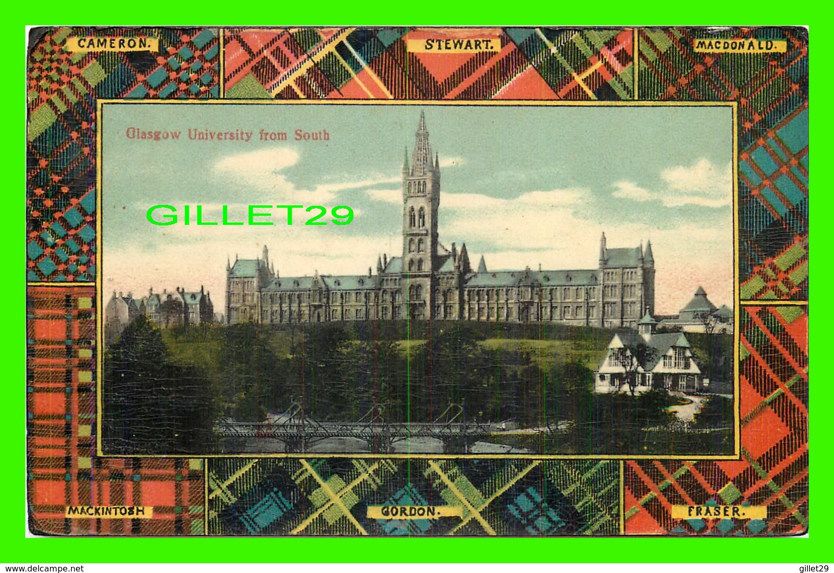 GLASGOW, SCOTLAND - UNIVERSITY FROM THE SOUTH - TRAVEL IN 1907 - THE MILTON GLAZETTE SERIES - - Lanarkshire / Glasgow