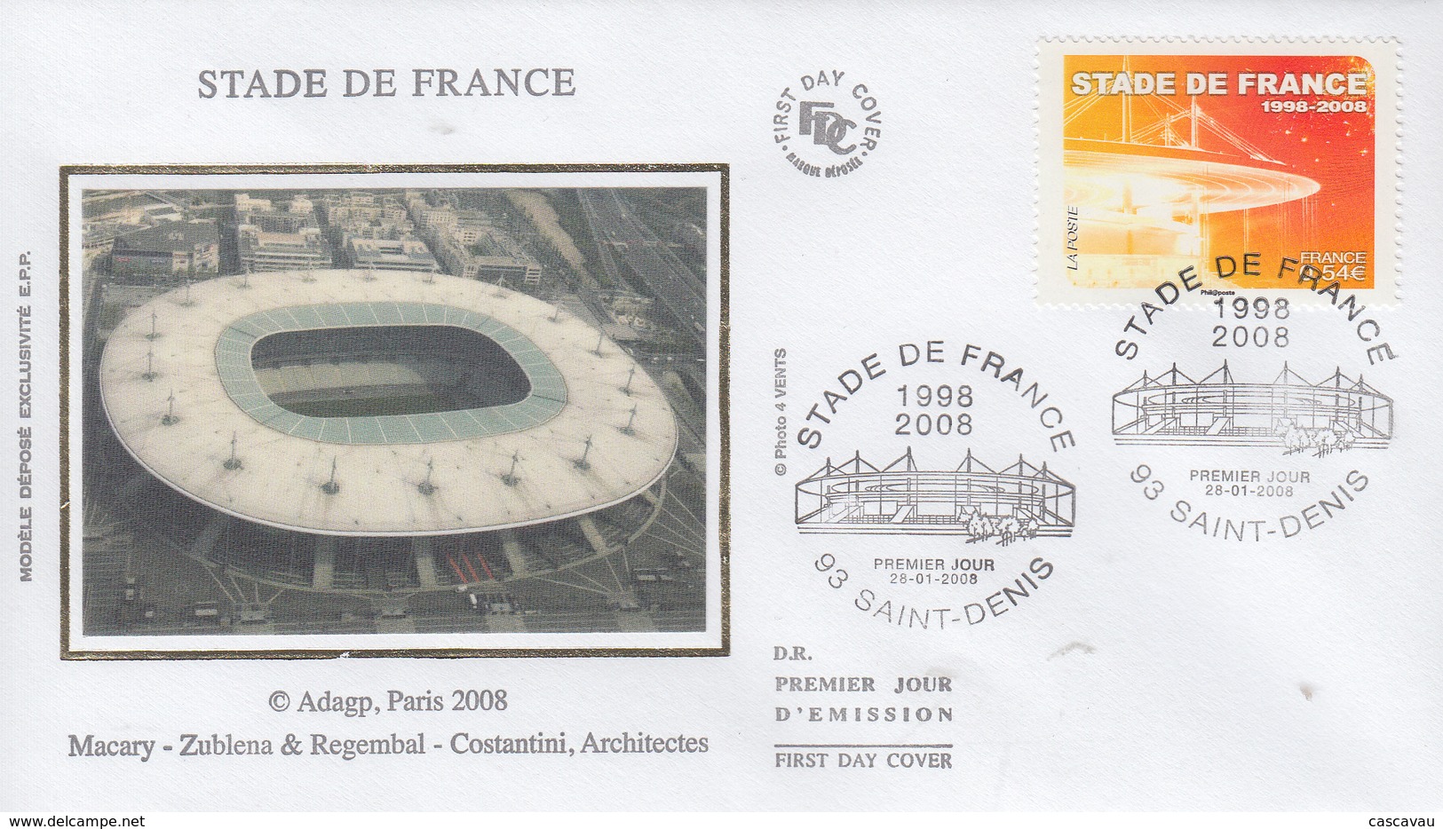 Enveloppe  FDC   1er  Jour   Stade  De  FRANCE     SAINT - DENIS    2008 - 1990-1999