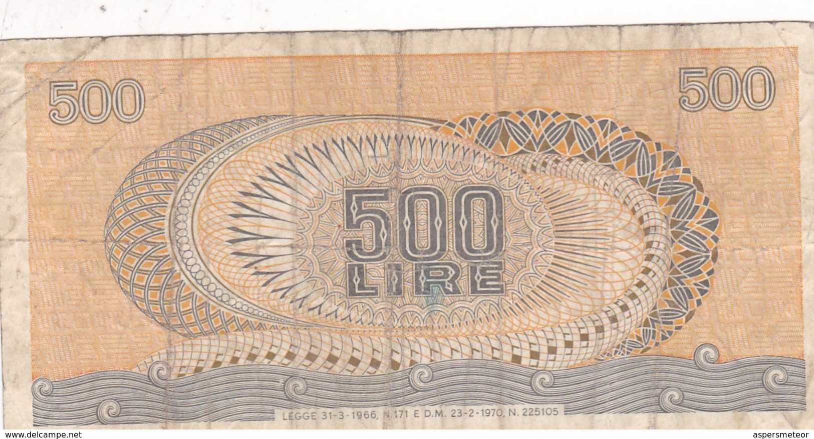 500 LIRE REPUBBLICA ITALIANA. CIRCA 1960s-BILLETE BANKNOTE BILLET-BLEUP - 500 Lire