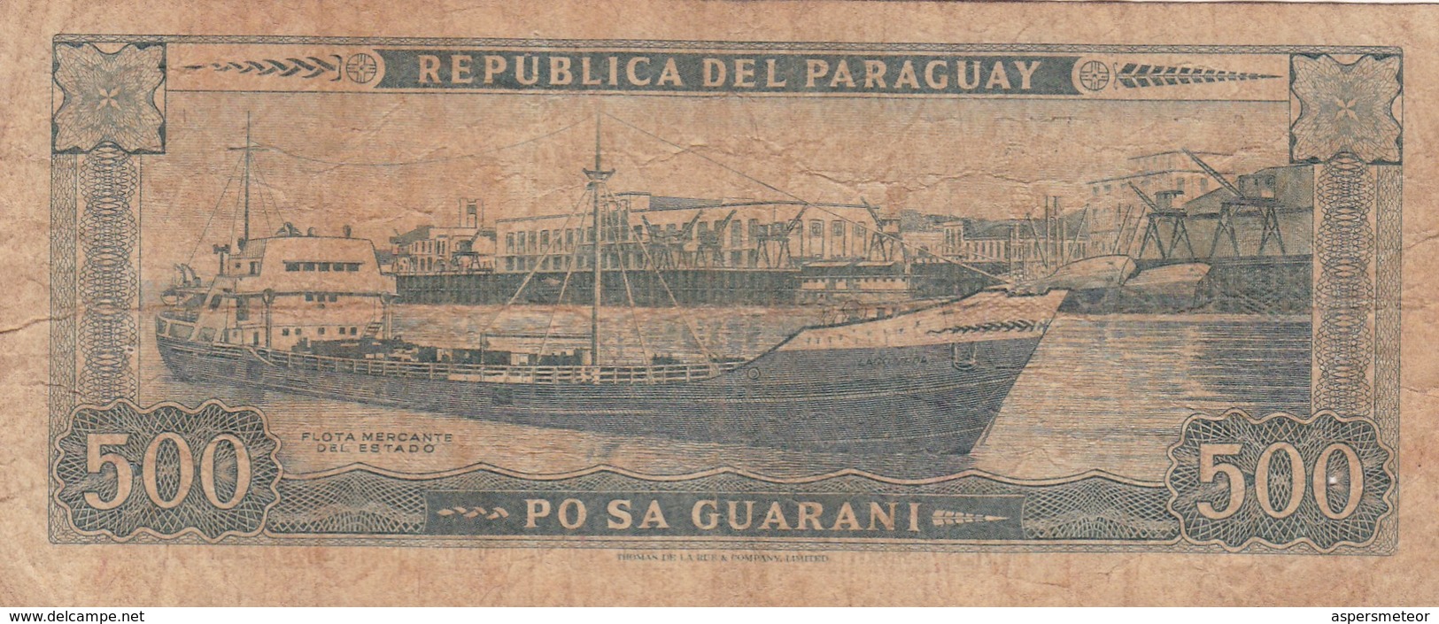 500 GUARANIES, GENERAL BERNADINO CABALLERO. CIRCA 1980s-BILLETE BANKNOTE BILLET-BLEUP - Paraguay