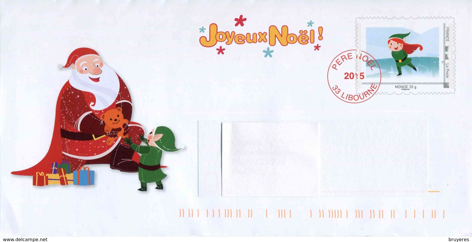 Env. "Pére Noël 2015" Circulée Mais Non Ouverte  Avec Timbre "Enfant Patinant" Et Sa Carte - Prêts-à-poster:  Autres (1995-...)