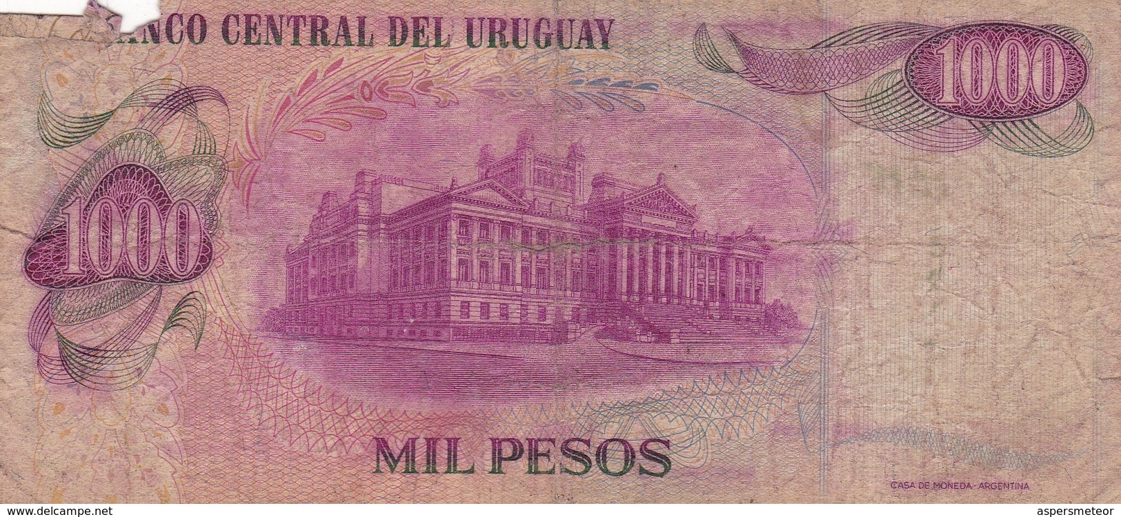 MIL PESOS, SERIE A ARTIGAS. URUGUAY. CIRCA 1970s-BILLETE BANKNOTE BILLET-BLEUP - Uruguay