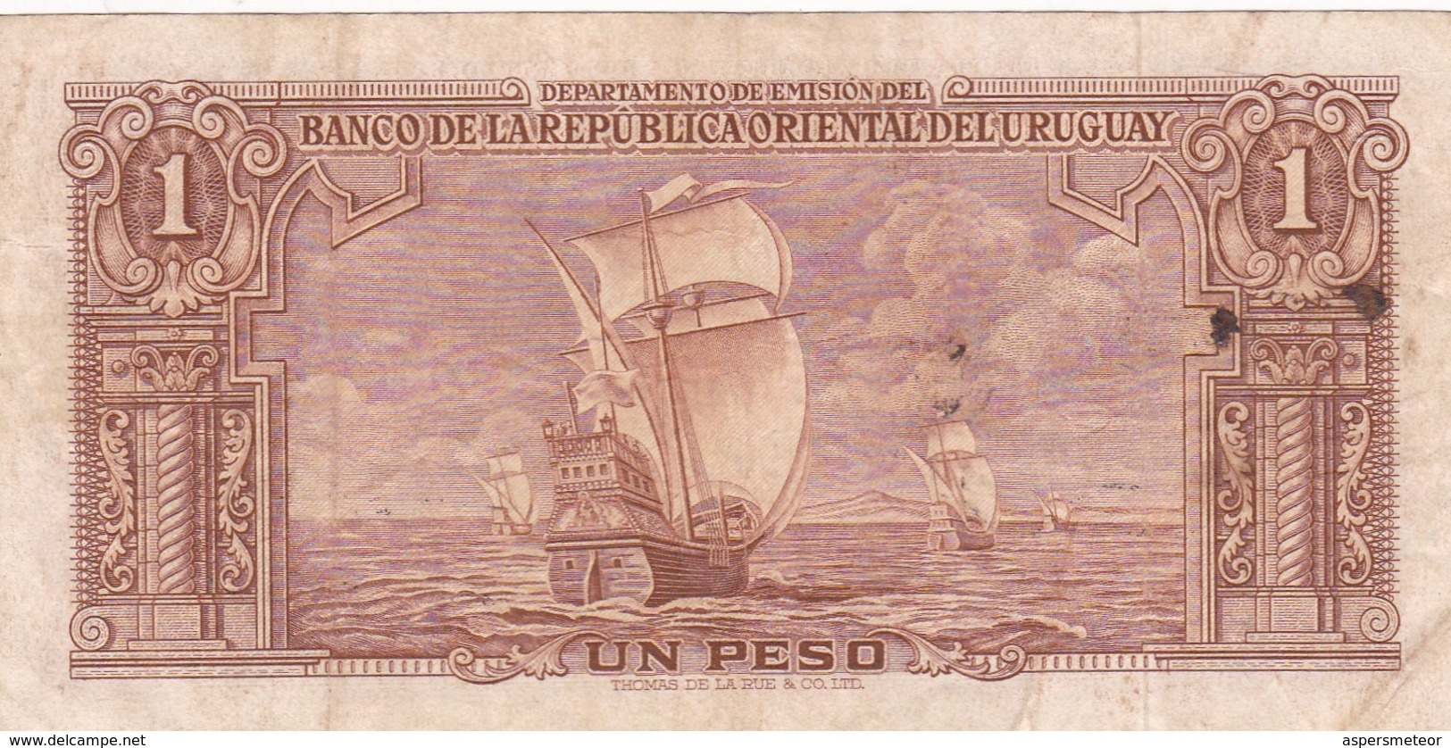 UN PESO. URUGUAY. CIRCA 1940s-BILLETE BANKNOTE BILLET-BLEUP - Uruguay