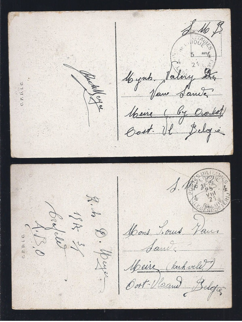 1921 4 X PK CREFELD BAHNHOF RHEINSTRASSE BISMARCKPLATZ HOCH UND FRIEDRICHSTRASSE - KREFELD POSTES MILITAIRES BELGIQUE - Krefeld