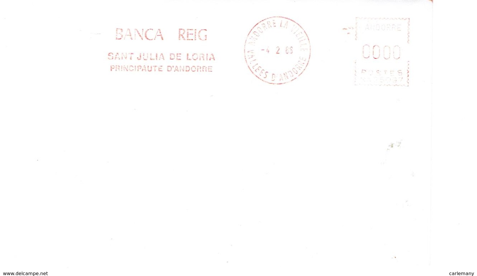 1 ENVELOPES SOBRES MAQUINA MACHINE RARE  1986 BANCA REIG (Banc Ferme) - Frankeermachines (EMA)