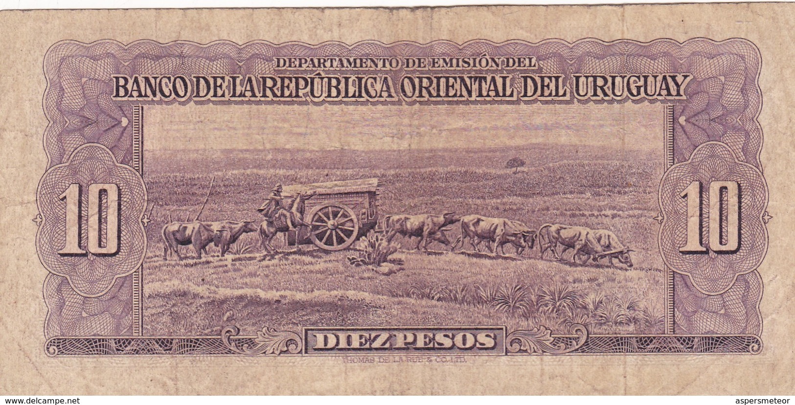 DIEZ PESOS. URUGUAY. CIRCA 1940s-BILLETE BANKNOTE BILLET NOTA-BLEUP - Uruguay