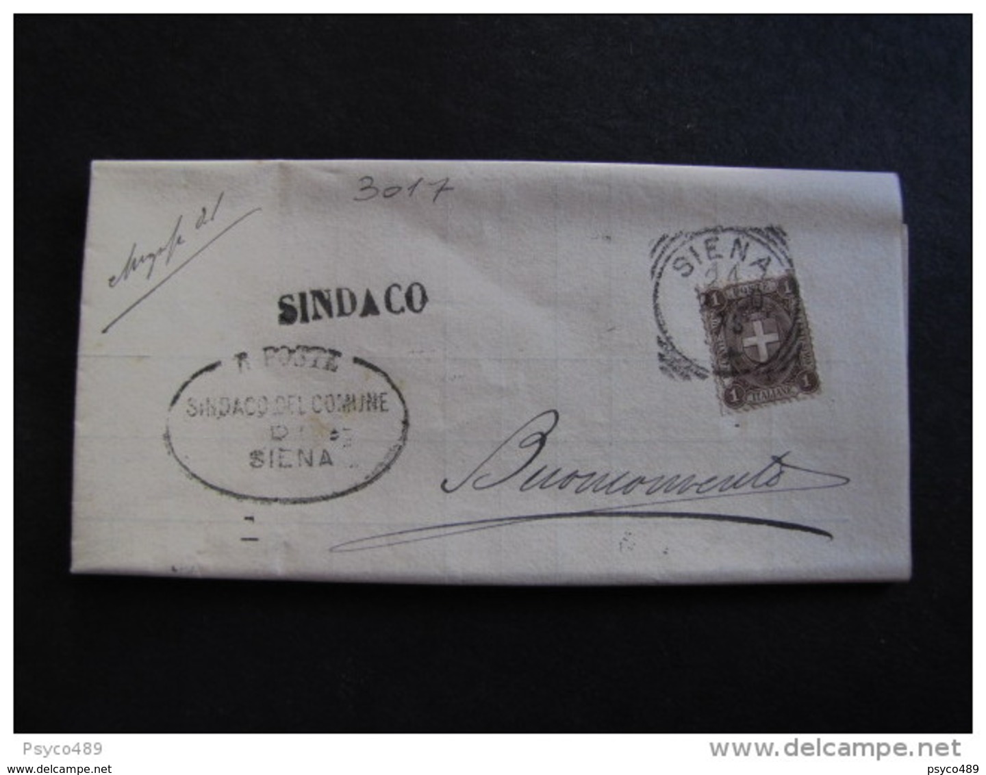 3017 ITALIA Regno-1896-97- "Stemma" C. 1 SIENA>BUONCONVENTO (descrizione) - Storia Postale