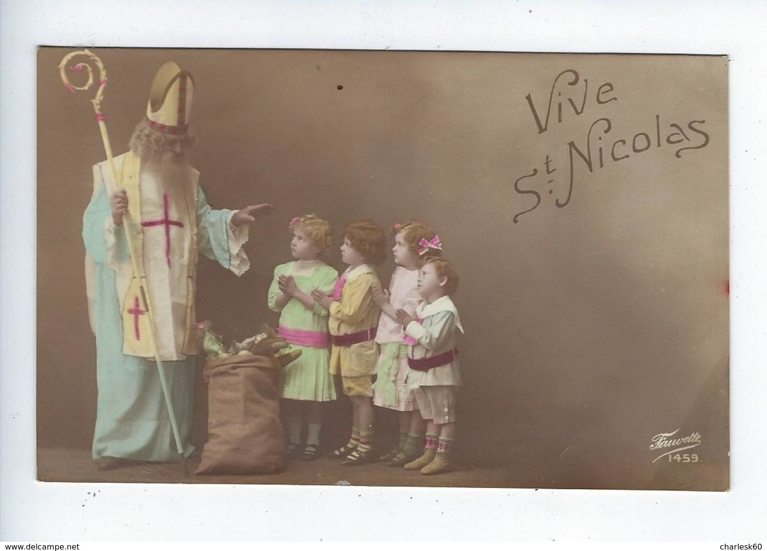 CPA Carte Photo Vive Saint Nicolas  Fauvette N° 1459 - Nikolaus
