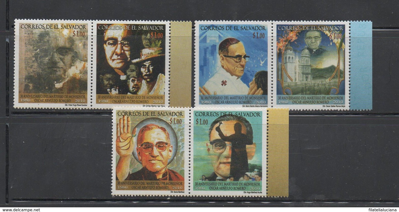 El Salvador 2010 MNH Full Set In Pairs Monseñor Romero - El Salvador