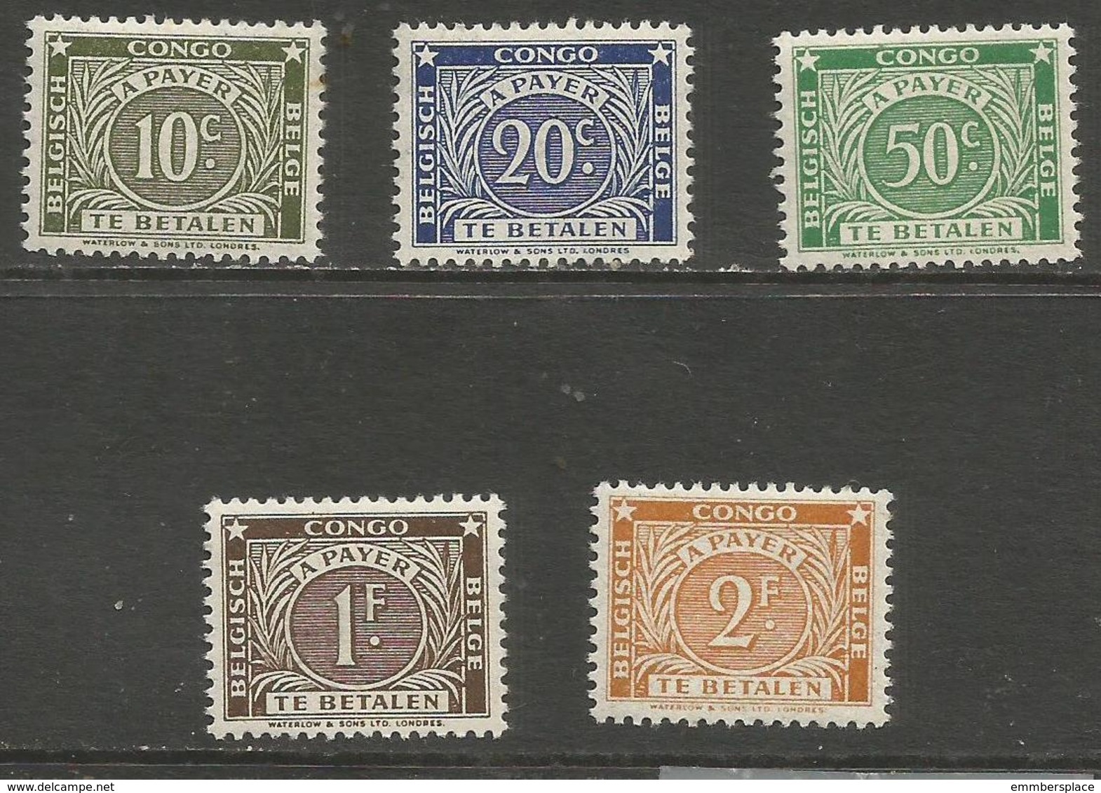 Belgian Congo - 1943 Postage Due  MNH **    Sc J8-12 - Unused Stamps