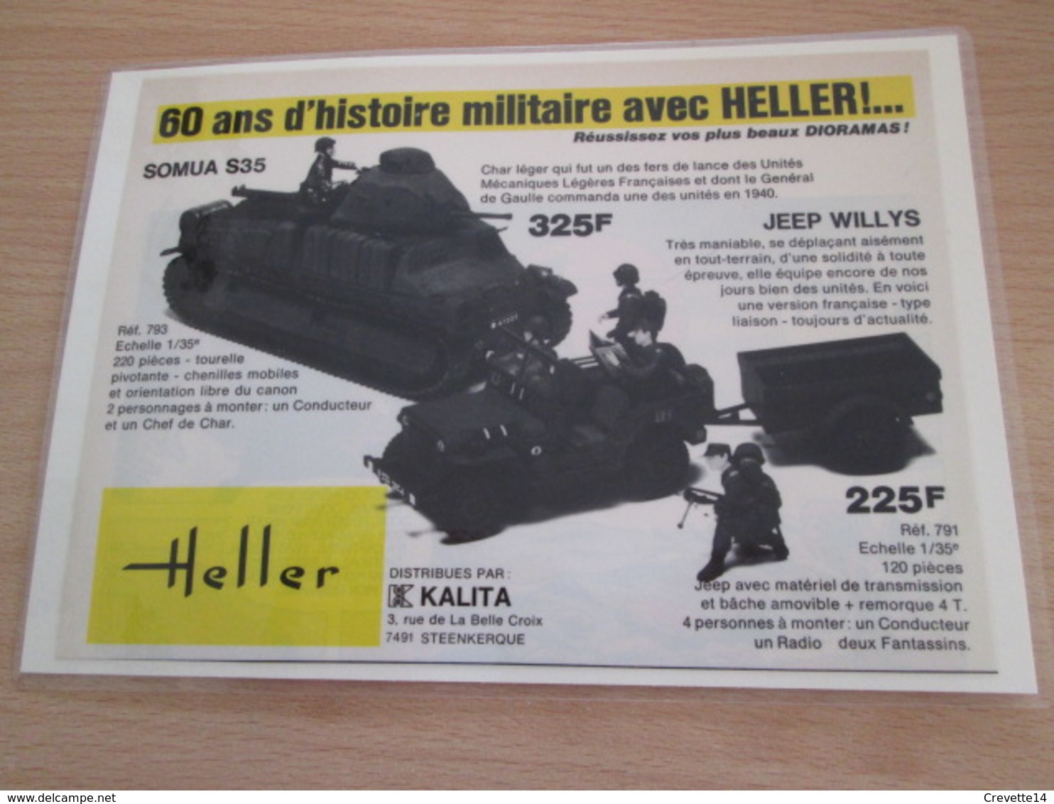 Page De Revue Des Années 60/70 : PUBLICITE MAQUETTES HELLER JEEP + SOMUA  Format 1/2 Page A4 - Véhicules Militaires