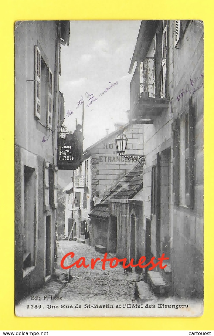 CPA 06 SAINT MARTIN D'ENTRAUNES Une Rue L' Hotel Des Etrangers Et L'Hotel Roux  1917 Canton GUILLAUMES - Autres & Non Classés