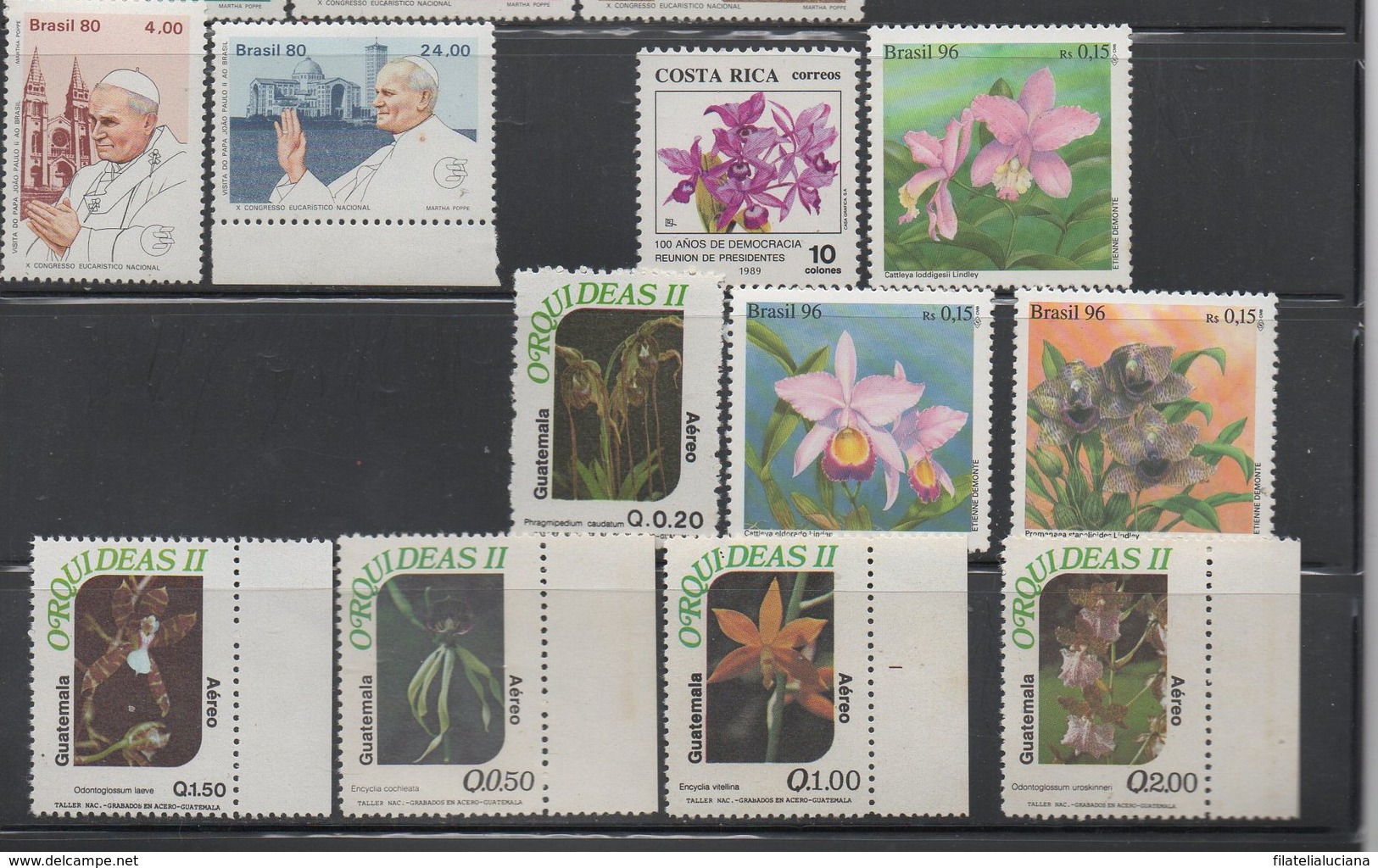 Lot 3 MNH Sets Orchids Guatemala, Costa Rica And Brazil Yvert # A 843/5 + A 858/ - Orchids