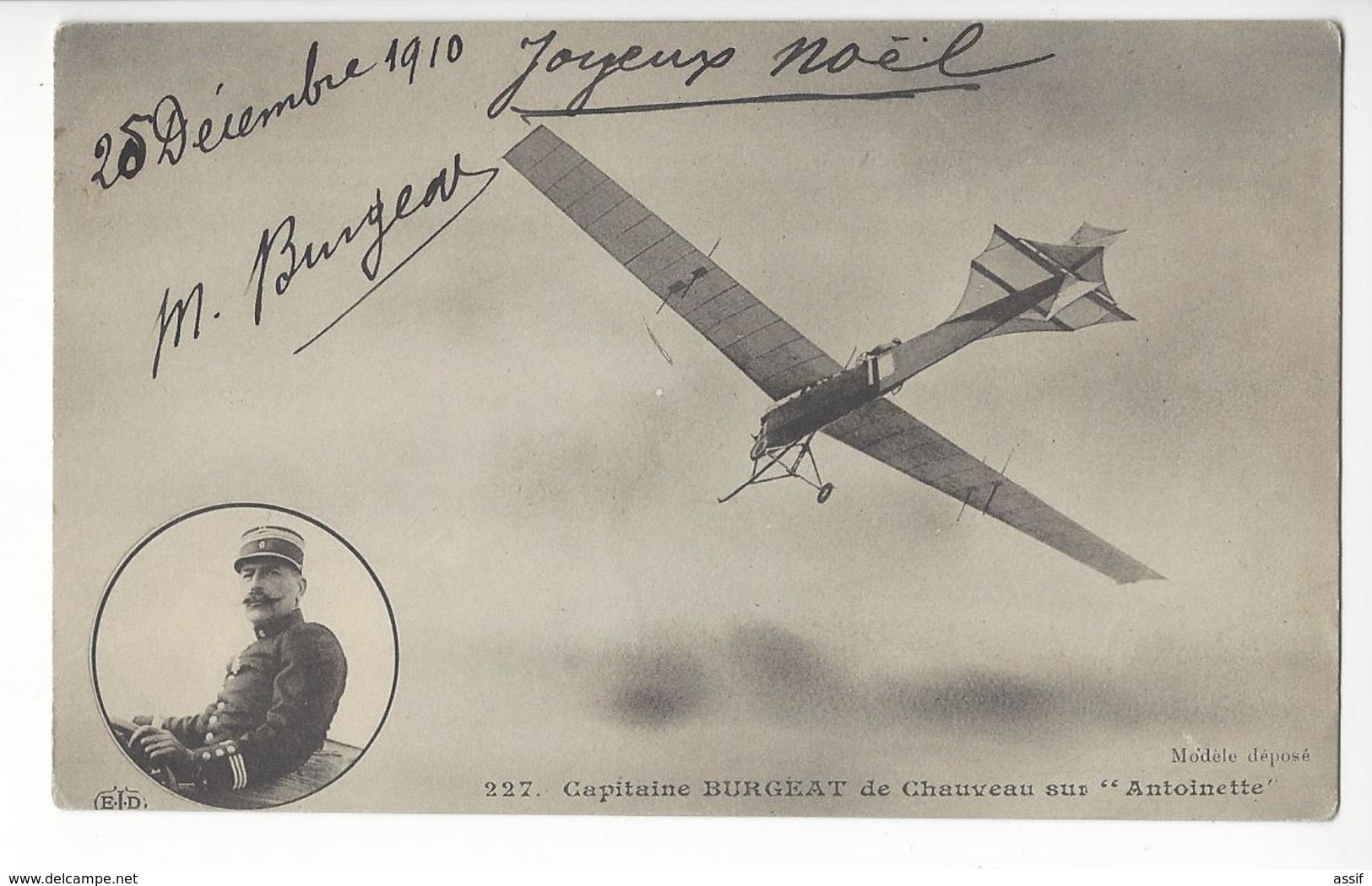 CAPITAINE BURGEAT AUTOGRAPHE ORIGINAL AUTOGRAPH AVIATION AVIATEUR /FREE SHIPPING REGISTERED - Aviateurs