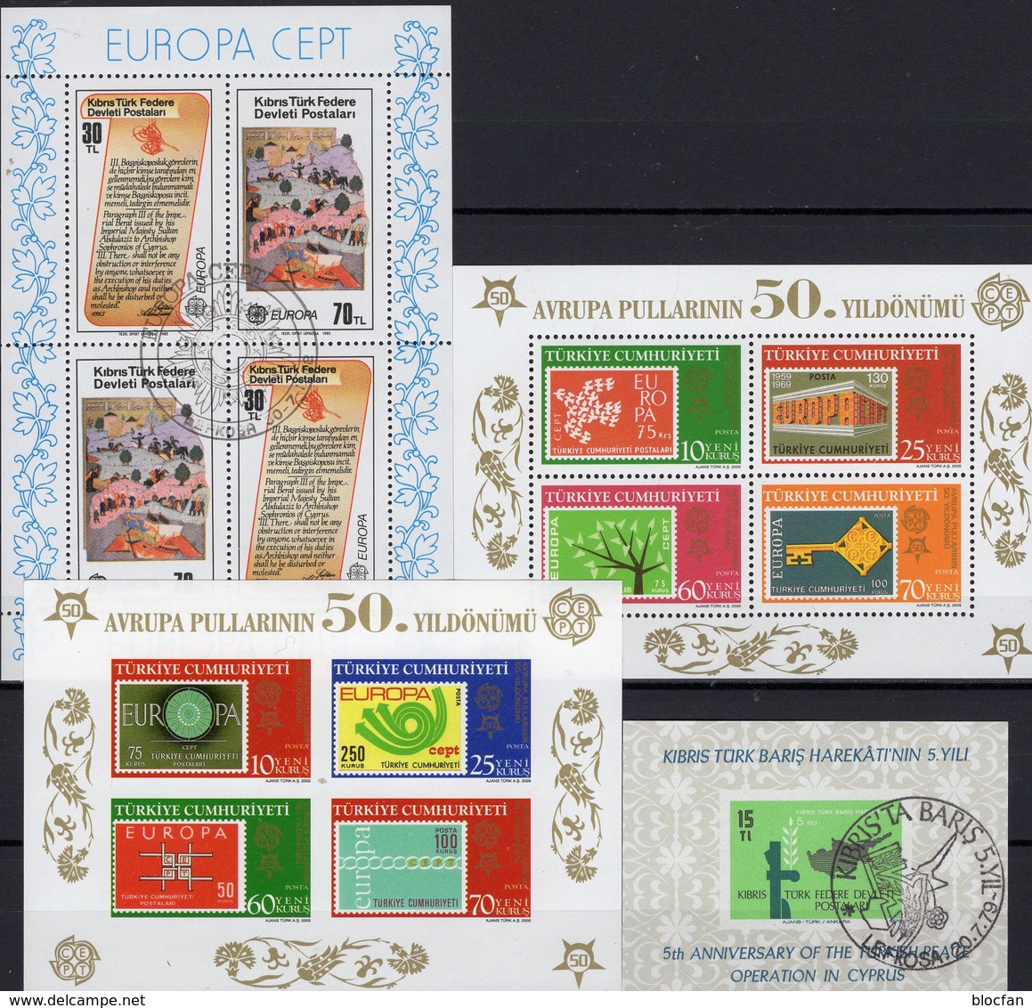 Stamps On Stamp Präsident 1981 Türkei Blocks 58,59,TK-Cyprus Bl.1+3 **/o 32€ Atatürk Hb S/s Blocs Sheets Bf EUROPA - Used Stamps