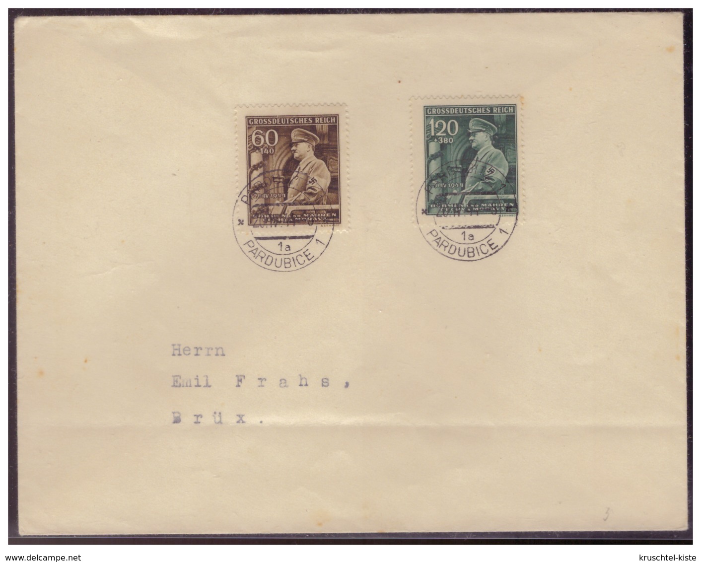 Böhmen Und Mähren (005591) Beleg FDC Mit MNR 136/ 137 Mit Tagesstempel Von Pardubice Am 20.4.1944 - Briefe U. Dokumente